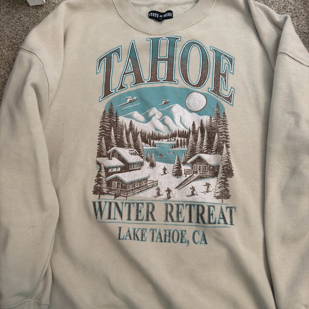 State of Mind Cream and Teal Oversized Sweatshirt